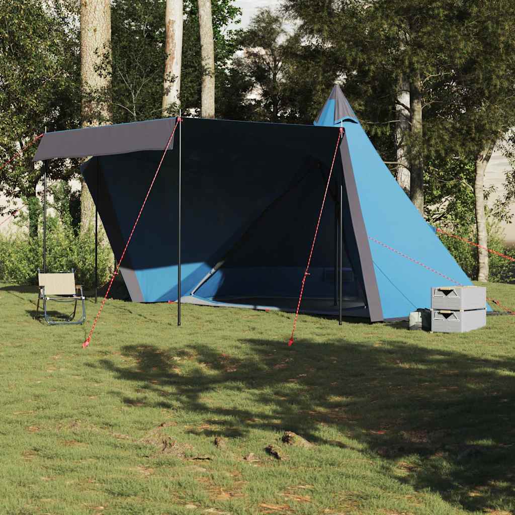 Familietelt tipi for 8 personer blå vanntett