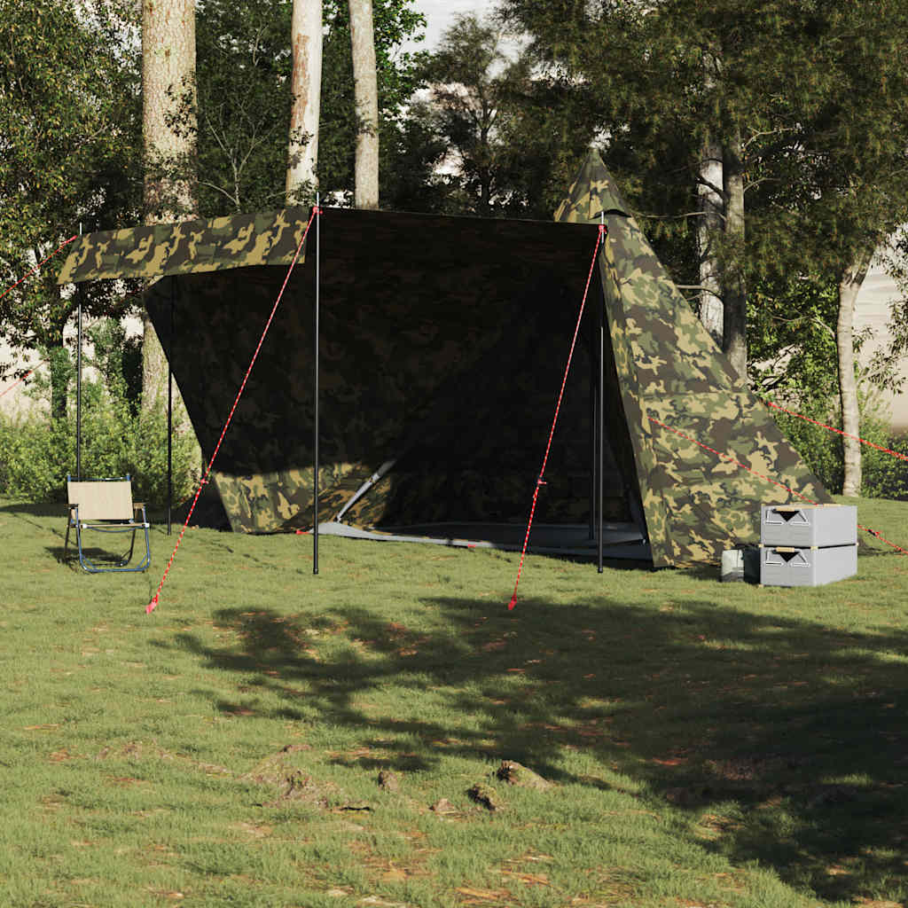Familietelt tipi for 8 personer kamuflasje vanntett