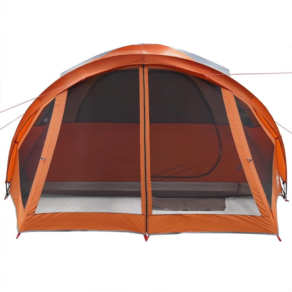 Tunneltelt for camping 6 personer grå og oransje vanntett