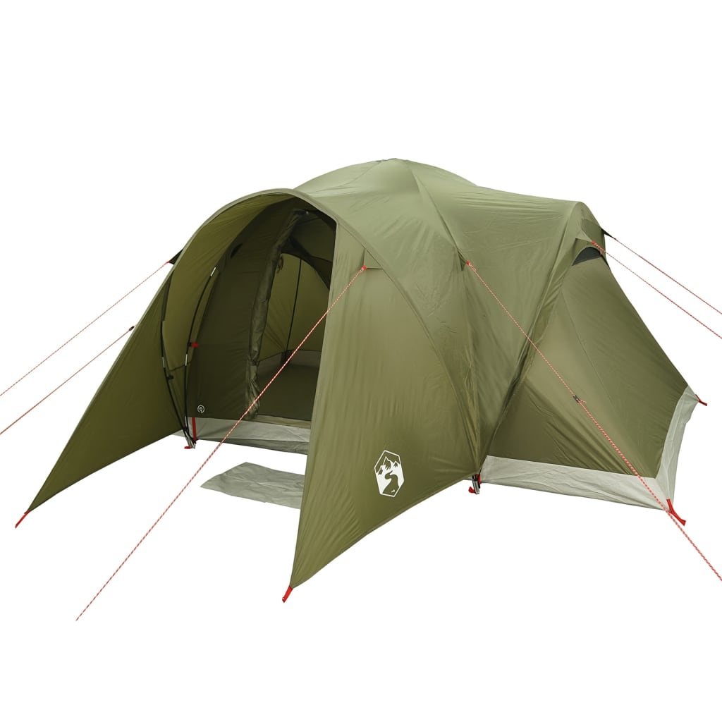 Kuppeltelt for camping 6 personer olivengrønn vanntett
