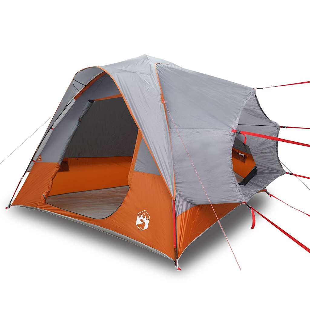 Campingtelt 4 personer grå og oransje vanntett vidaXL