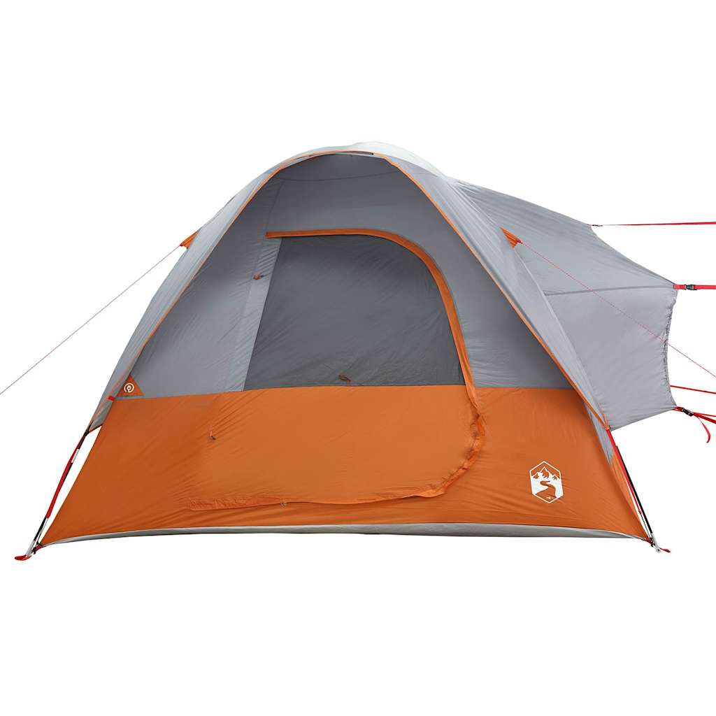 Campingtelt 4 personer grå og oransje vanntett vidaXL