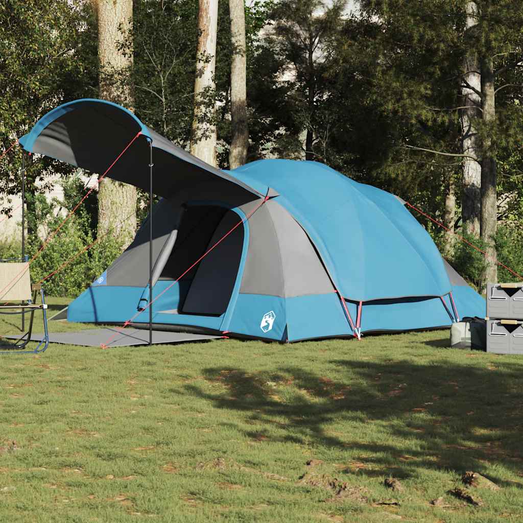 Tunneltelt for camping 8 personer blå vanntett