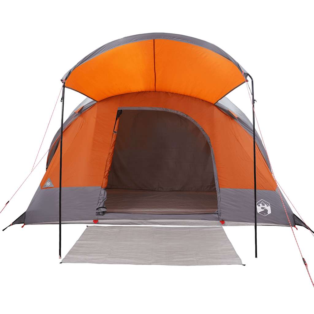 Tunneltelt for camping 8 personer grå og oransje vanntett