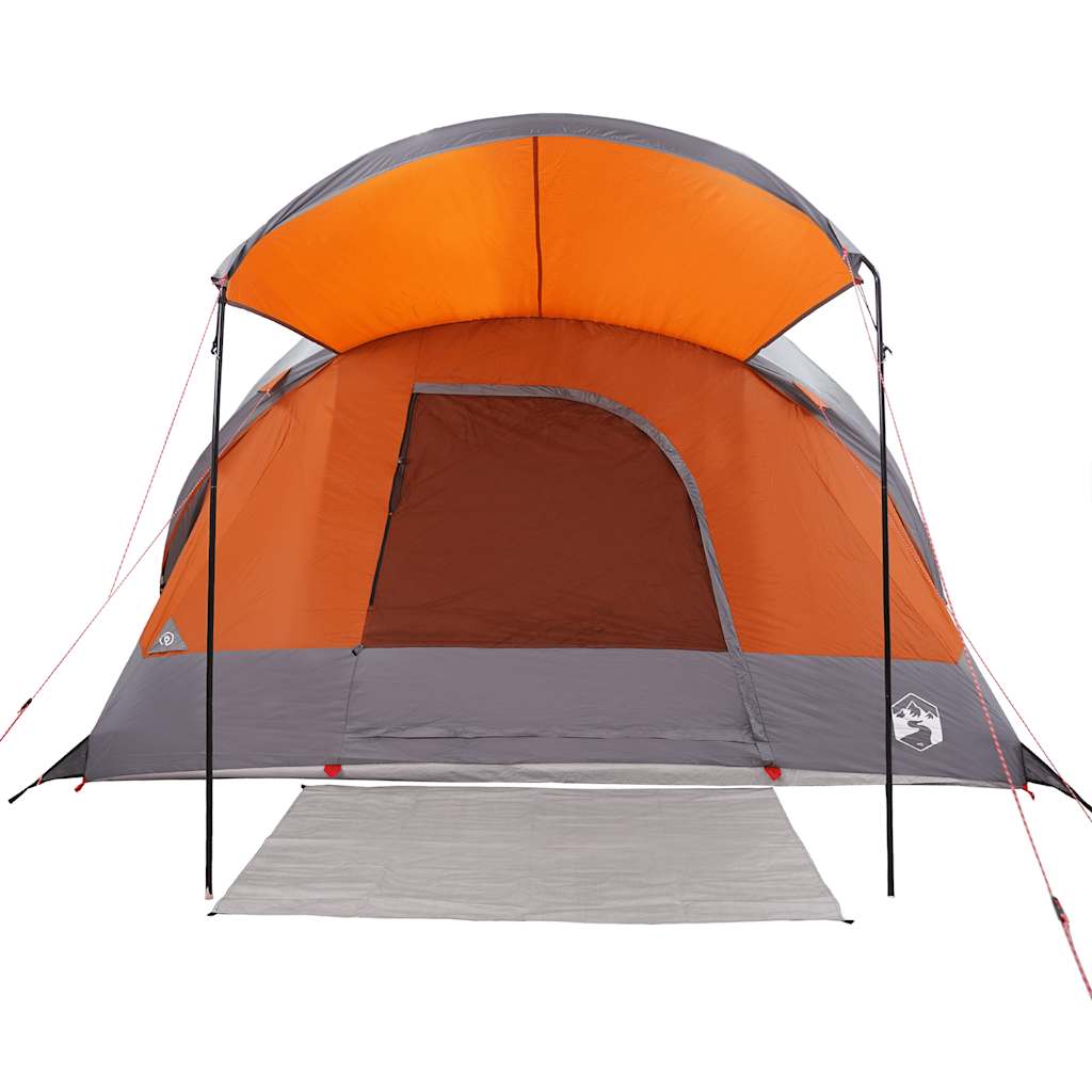 Tunneltelt for camping 8 personer grå og oransje vanntett