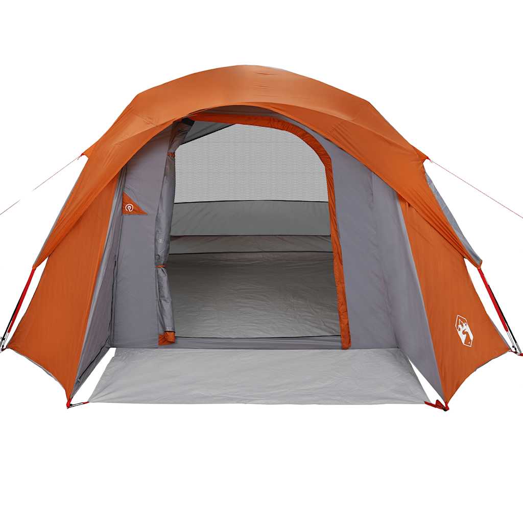 Campingtelt 4 personer grå og oransje vanntett