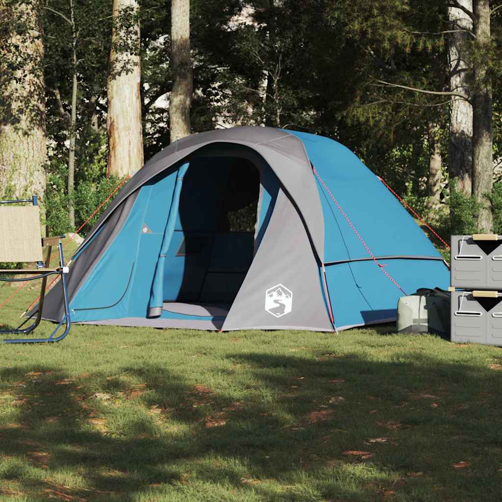 Campingtelt 6 personer blå vanntett