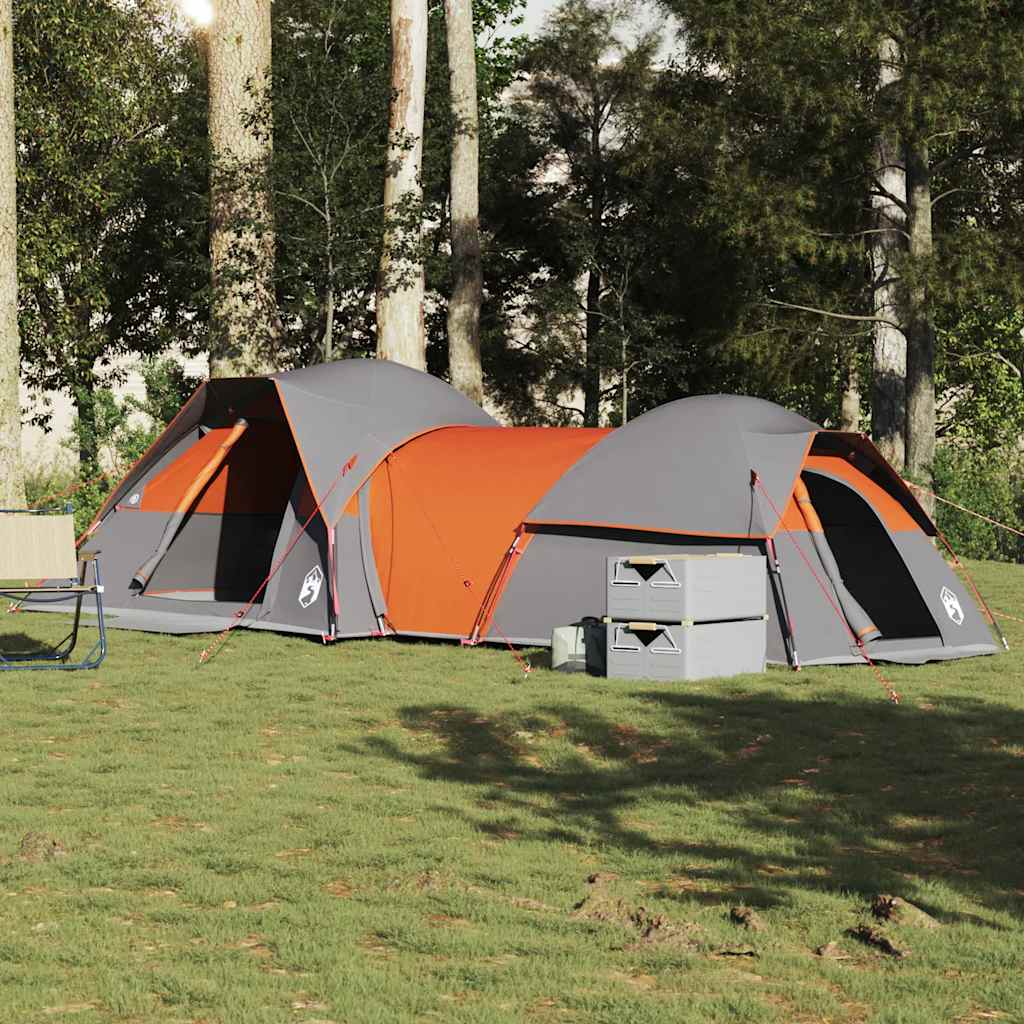 Campingtelt 5 personer grå og oransje vanntett