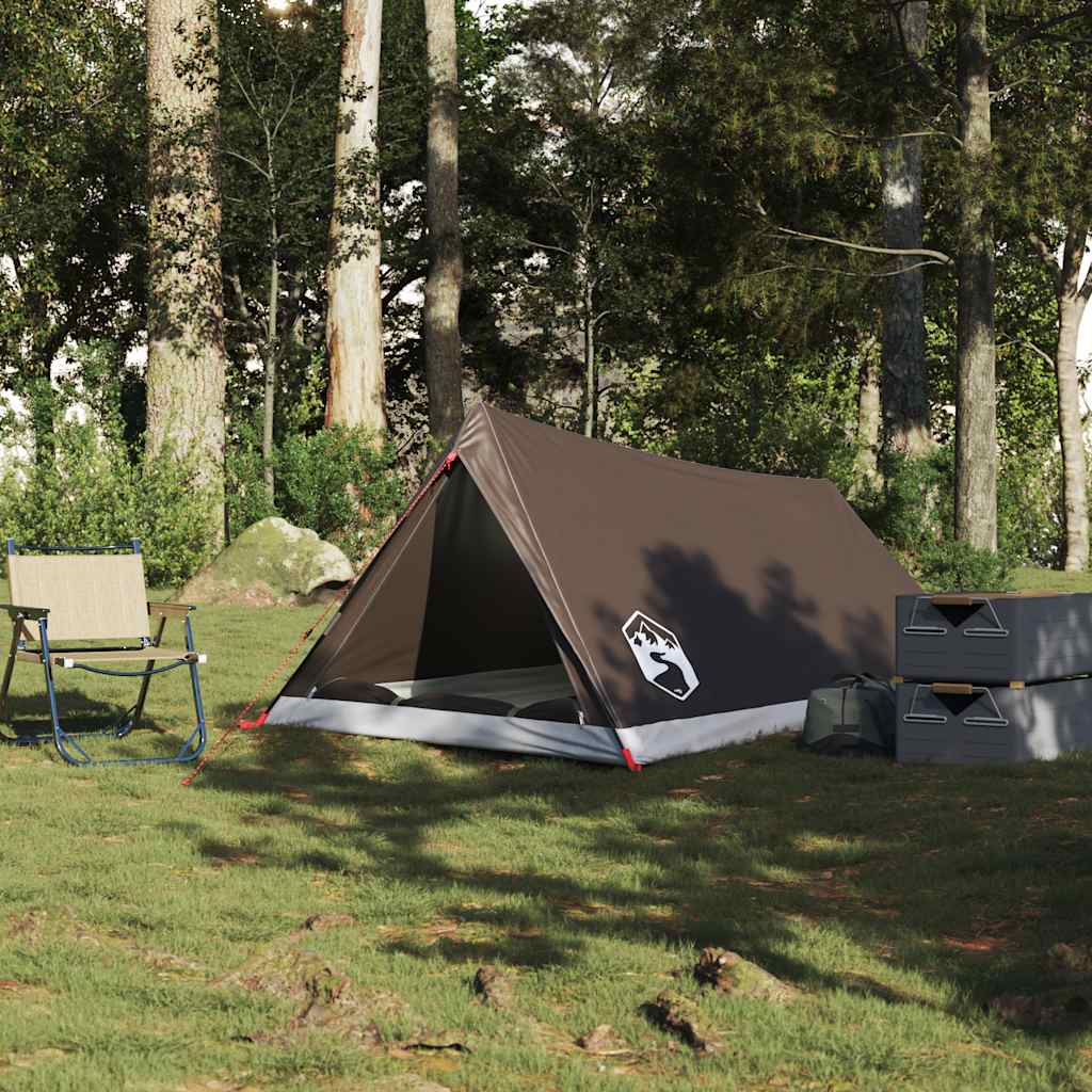 Campingtelt 2 personer brun vanntett vidaXL