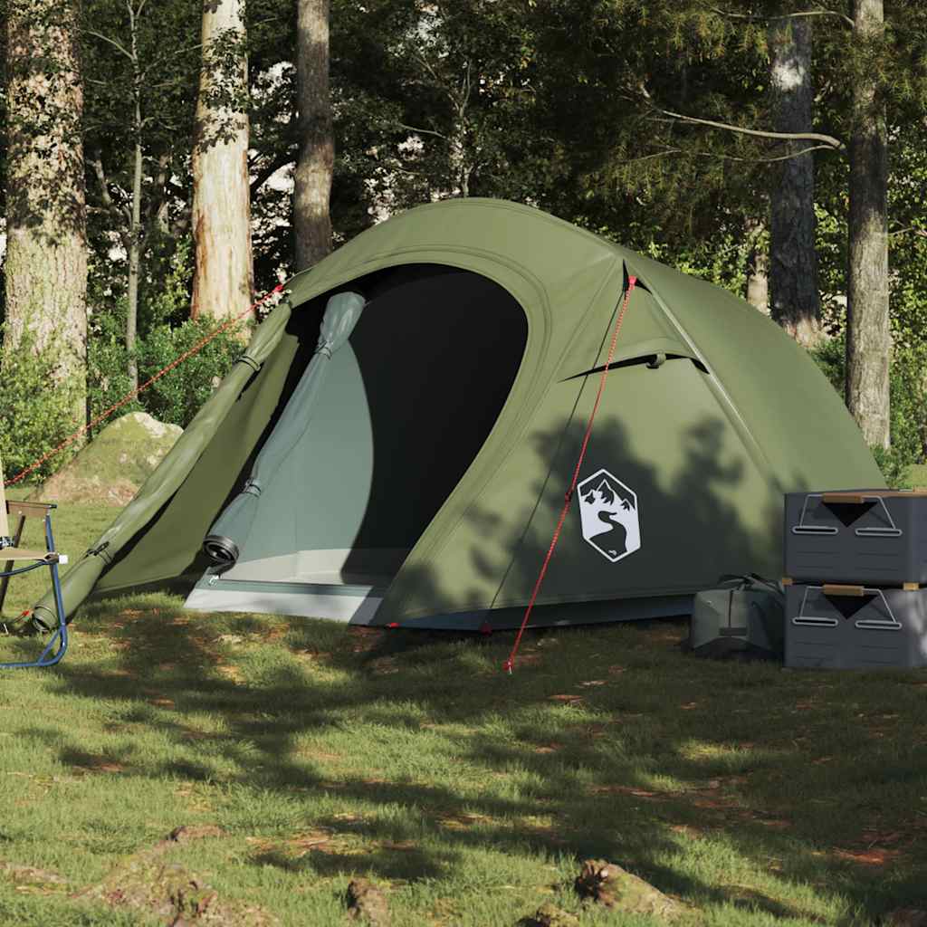 Tunneltelt for camping 2 personer olivengrønn vanntett vidaXL