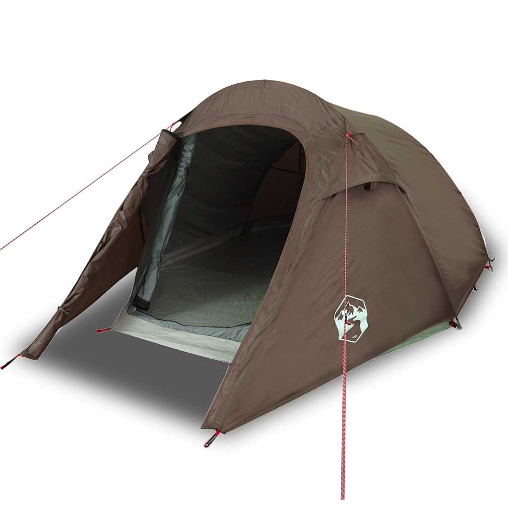 Tunneltelt for camping 2 personer brun vanntett vidaXL