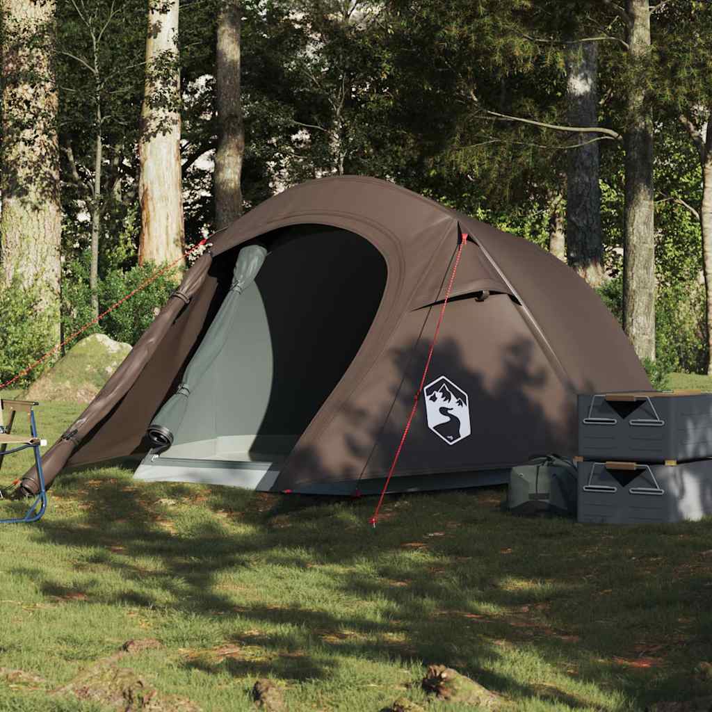 Tunneltelt for camping 2 personer brun vanntett vidaXL