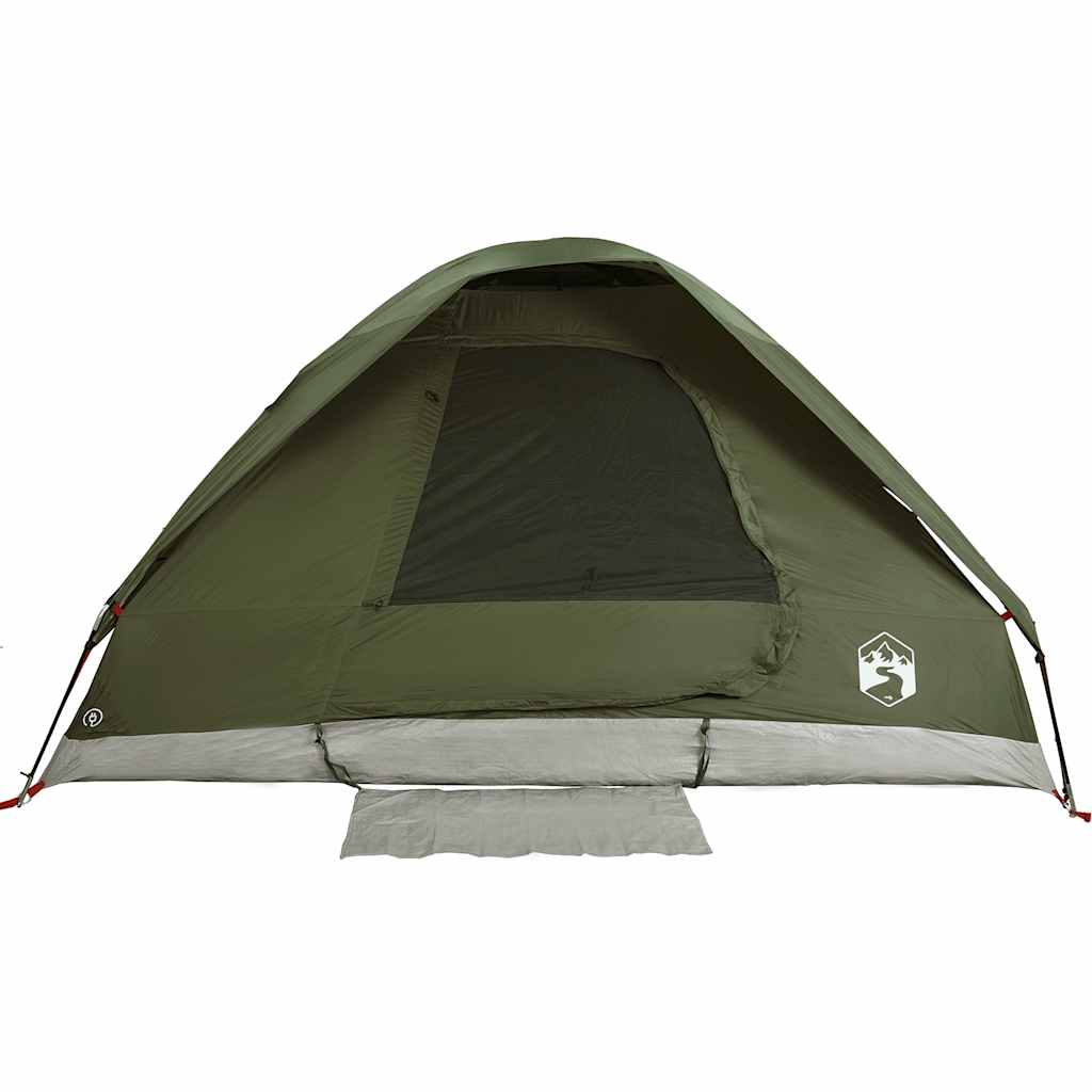 Kuppeltelt for camping 4 personer olivengrønn vanntett