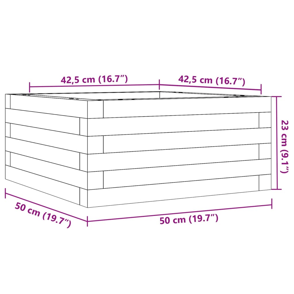 Hageplantekasse hvit 50x50x23 cm heltre furu