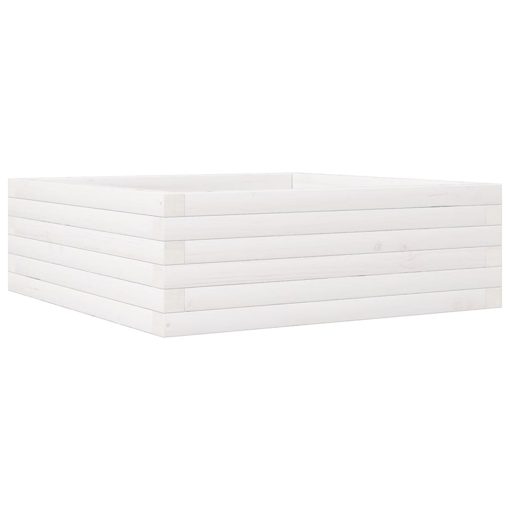 Plantekasse hvit 70x70x23 cm heltre furu