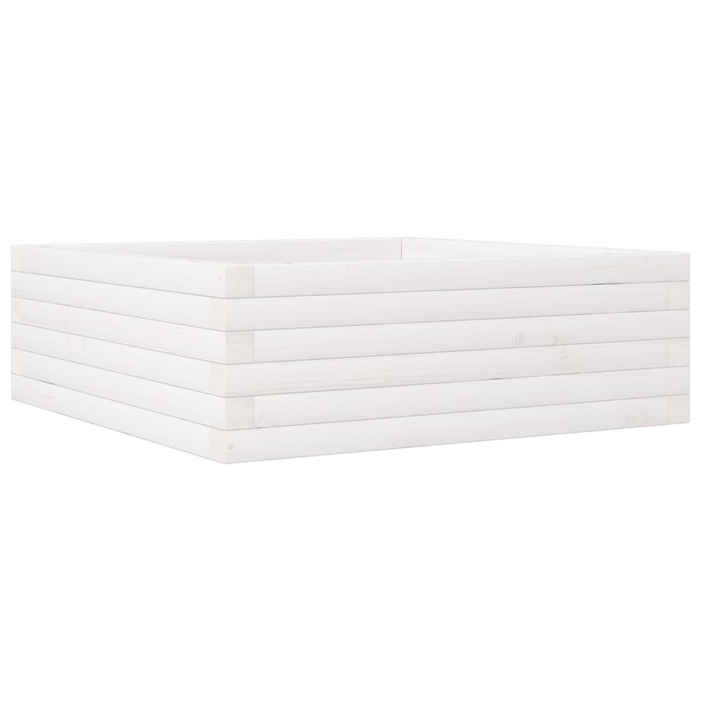 Plantekasse hvit 70x70x23 cm heltre furu