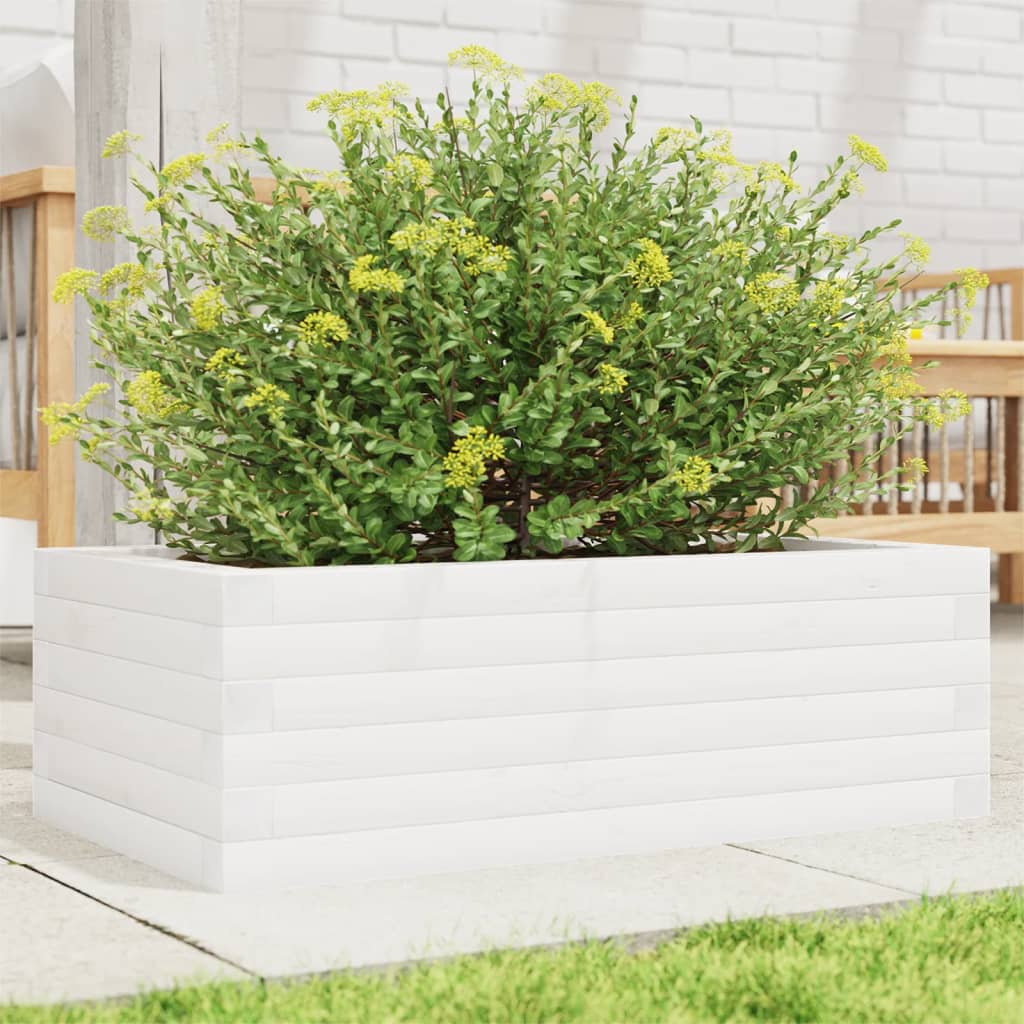 Plantekasse hvit 70x40x23 cm heltre furu