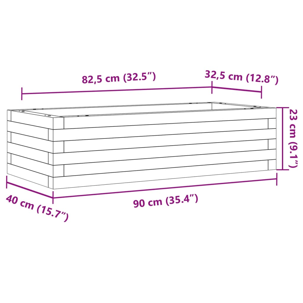 Hageplantekasse voksbrun 90x40x23 cm heltre furu