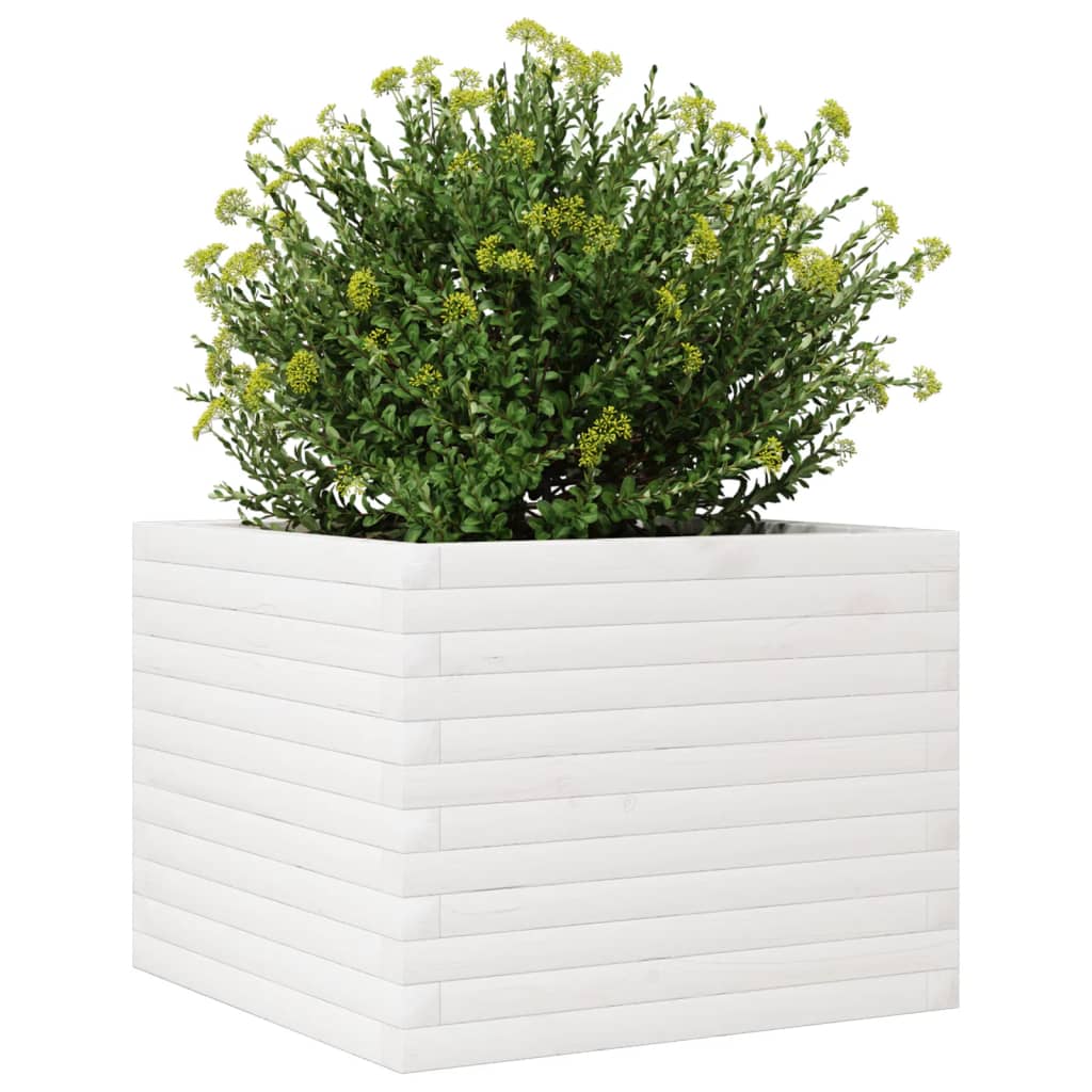 Plantekasse hvit 60x60x45,5 cm heltre furu