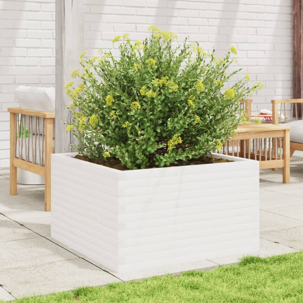 Plantekasse hvit 80x80x45,5 cm heltre furu