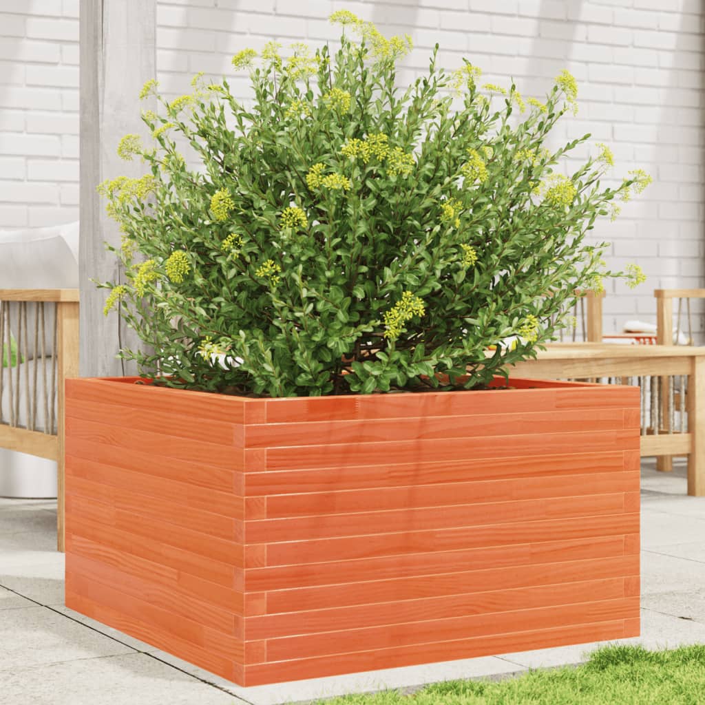 Plantekasse voksbrun 80x80x45,5 cm heltre furu
