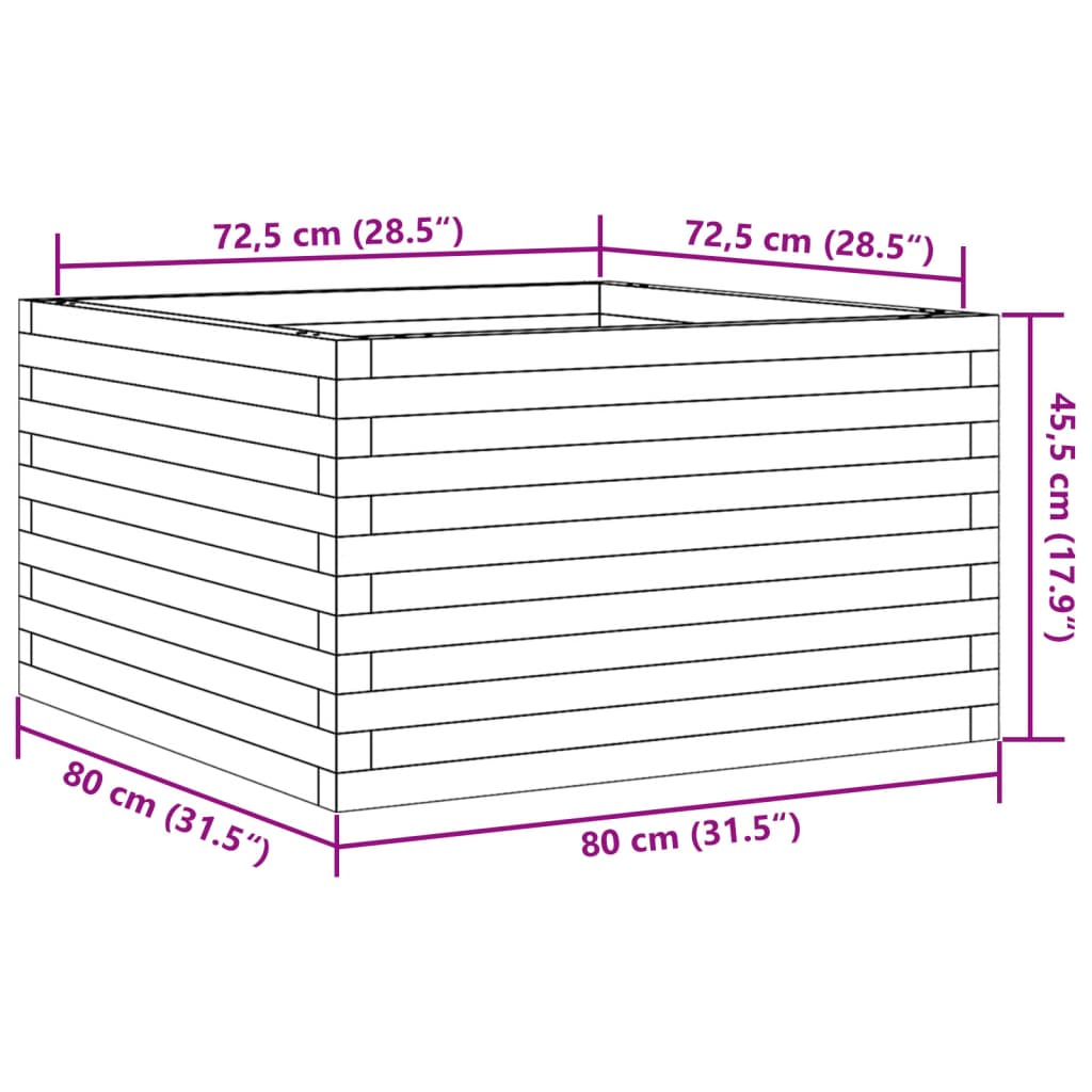 Plantekasse 80x80x45,5 cm heltre douglasgran