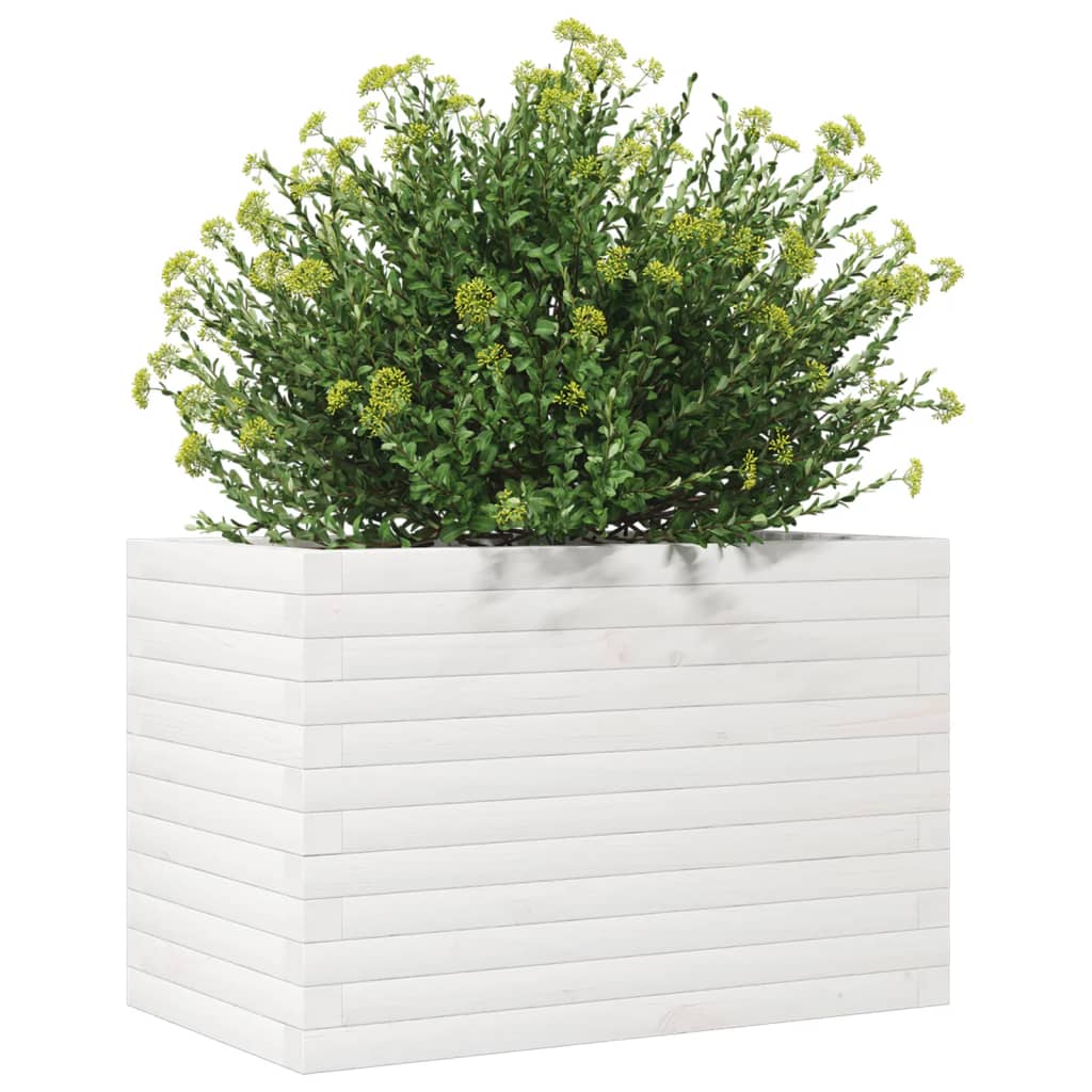 Plantekasse hvit 70x40x45,5 cm heltre furu