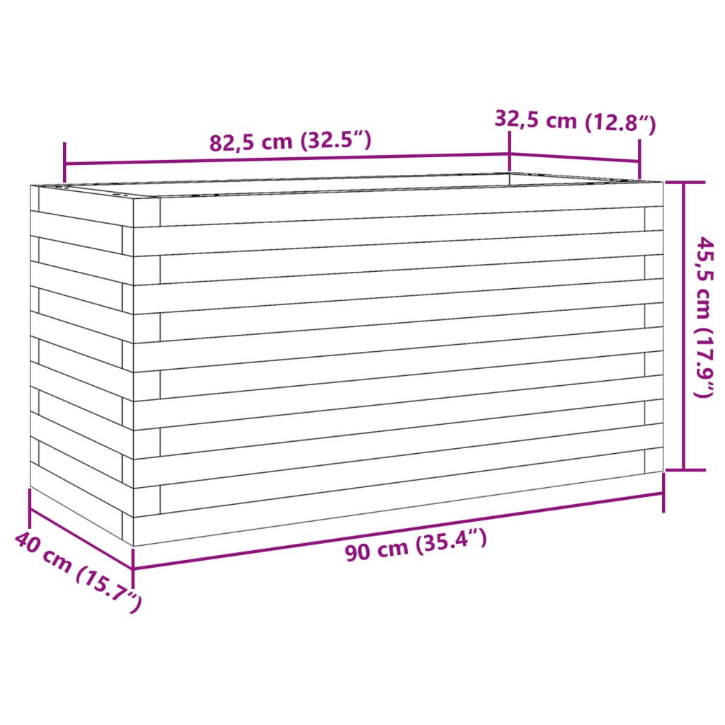 Plantekasse voksbrun 90x40x45,5 cm heltre furu