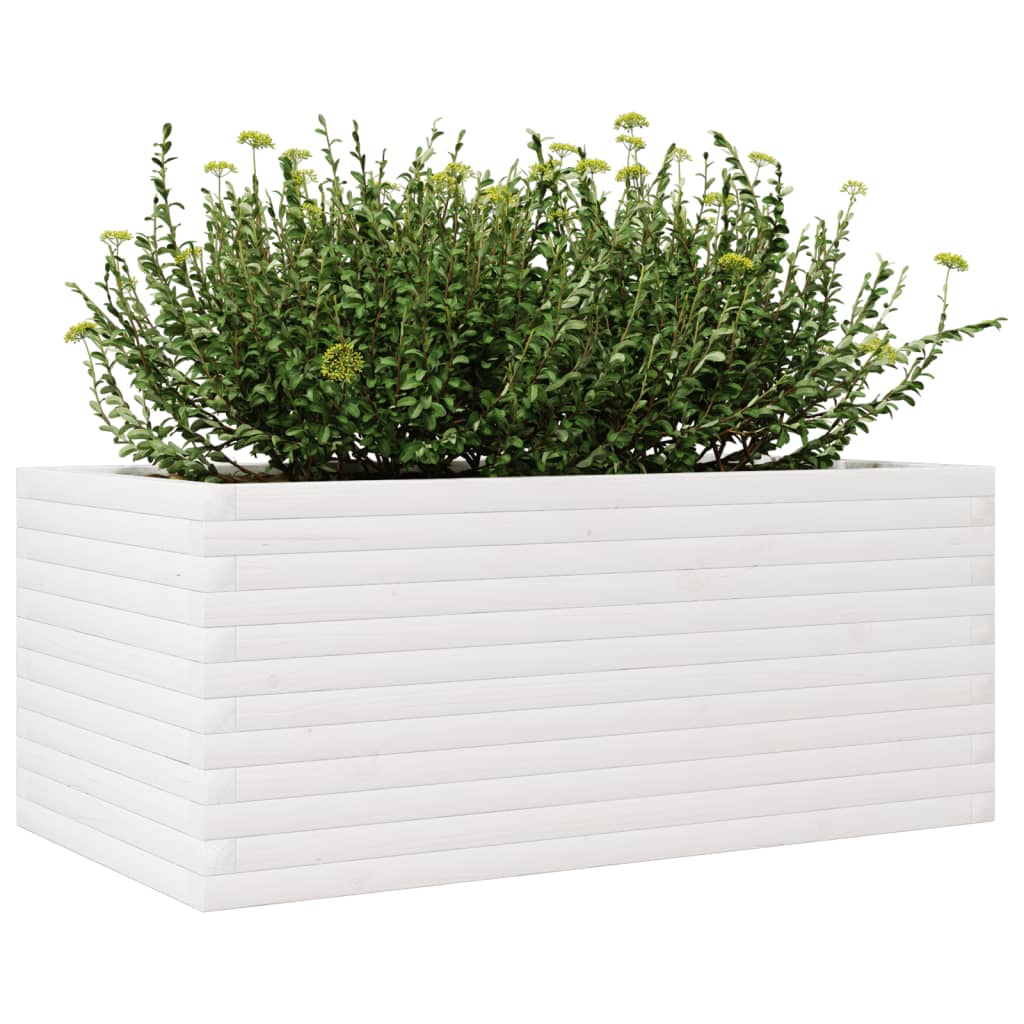 Plantekasse hvit 110x60x45,5 cm heltre furu