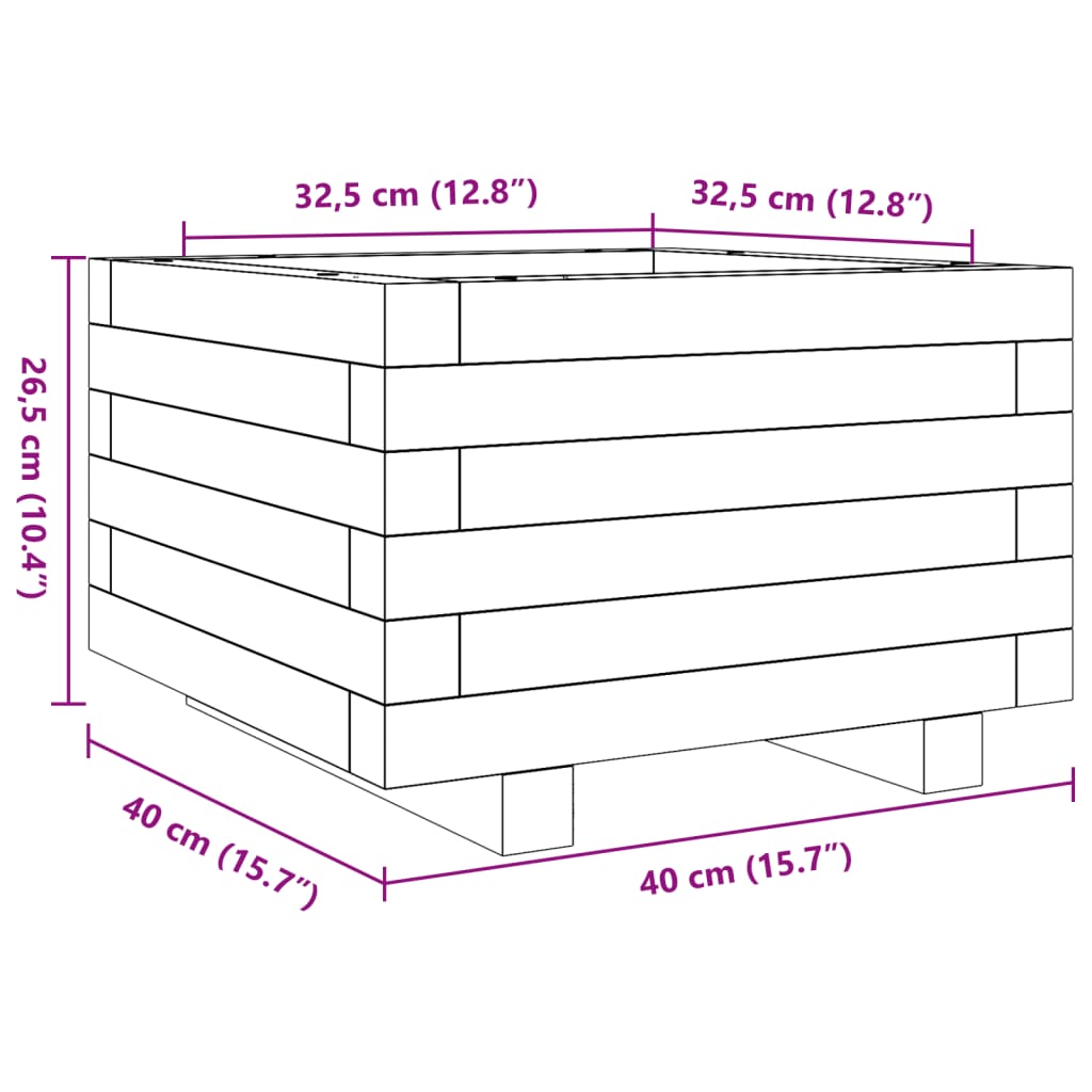 Plantekasse 40x40x26,5 cm heltre furu