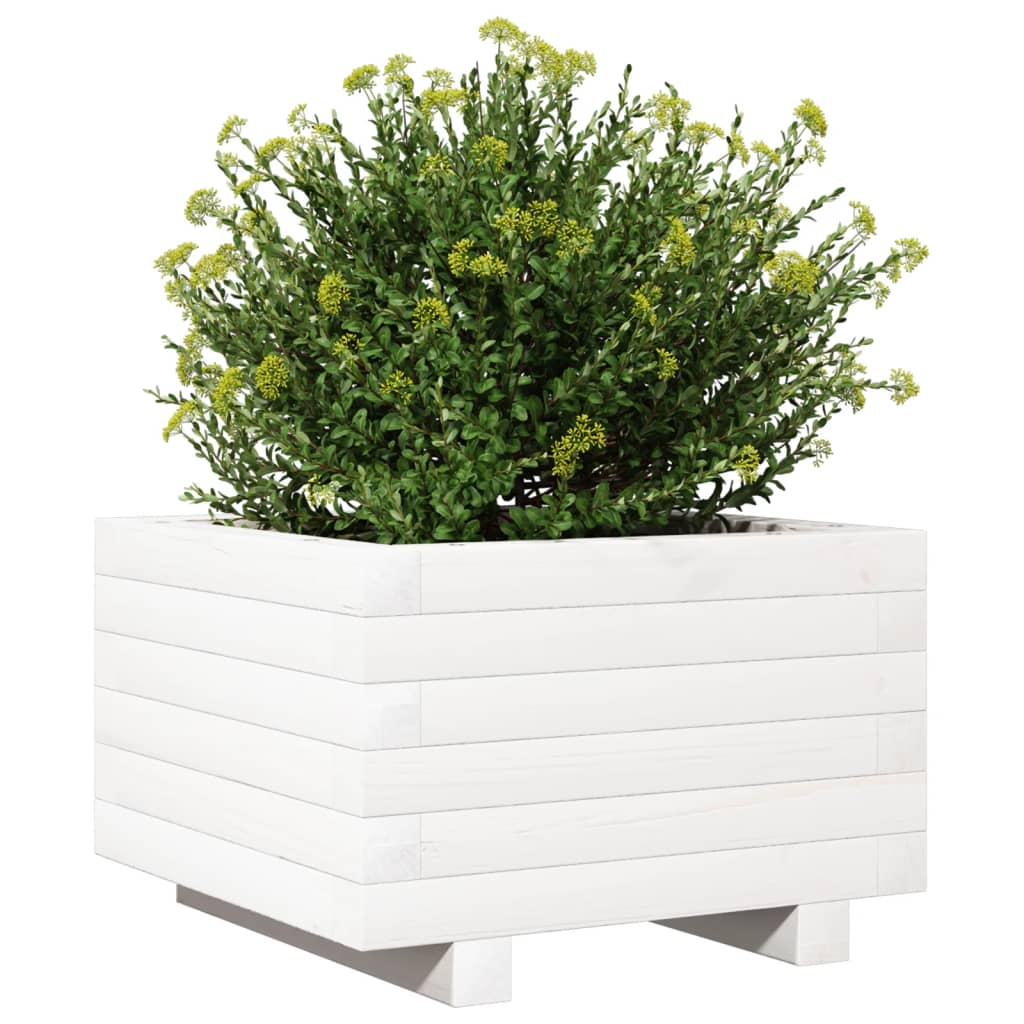 Plantekasse hvit 40x40x26,5 cm heltre furu