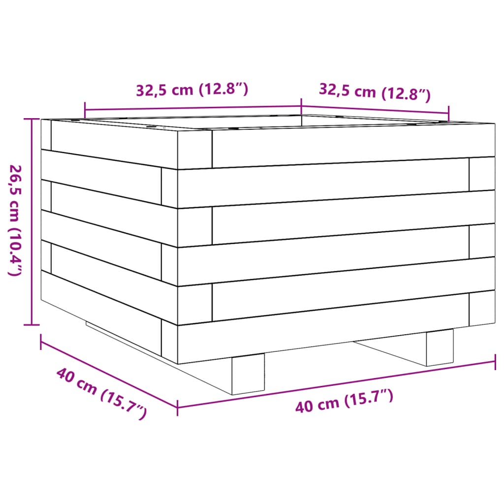 Plantekasse 40x40x26,5 cm impregnert furu