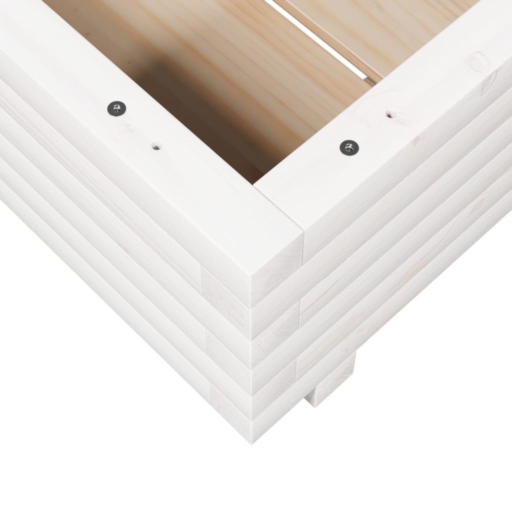 Plantekasse hvit 50x50x26,5 cm heltre furu