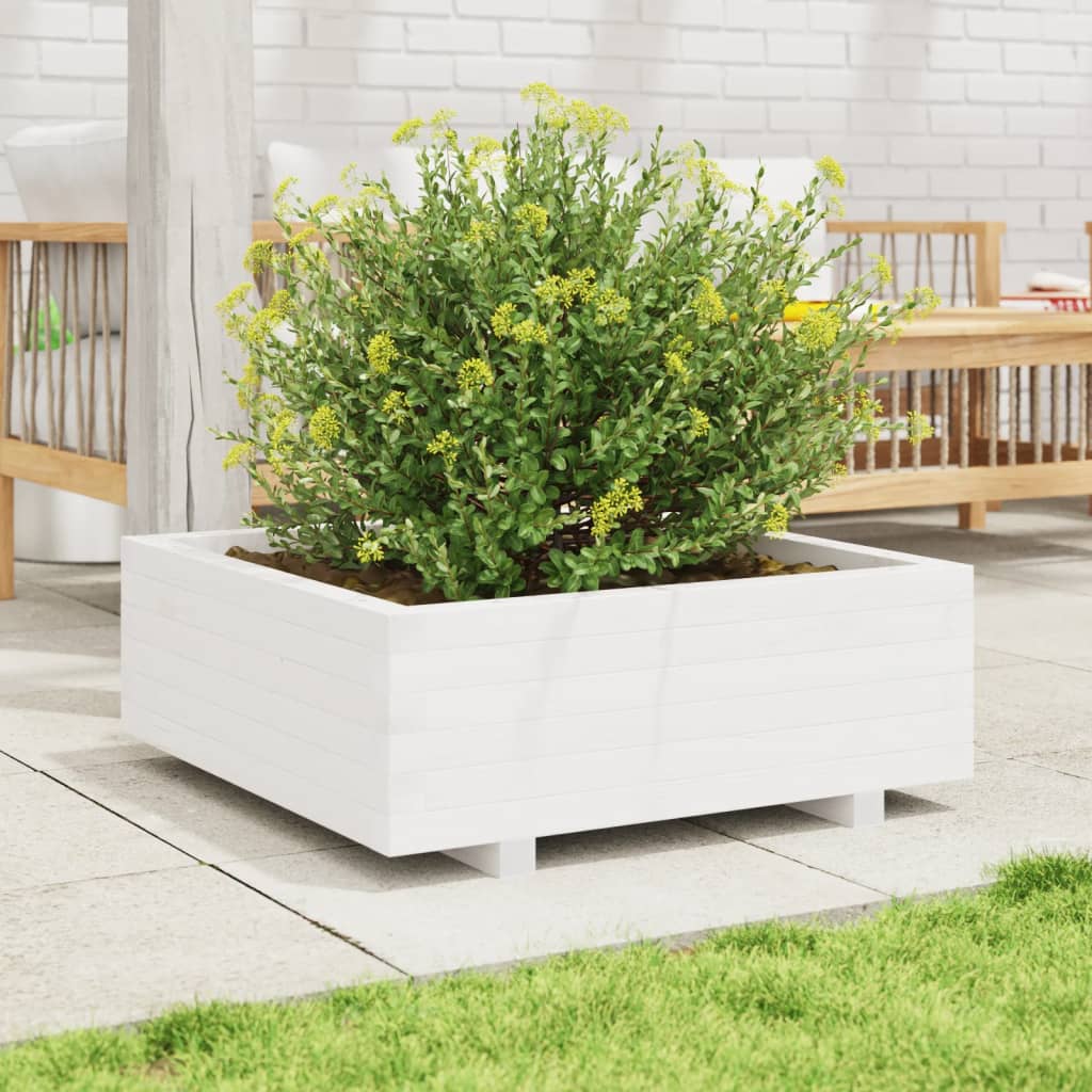 Plantekasse hvit 70x70x26,5 cm heltre furu