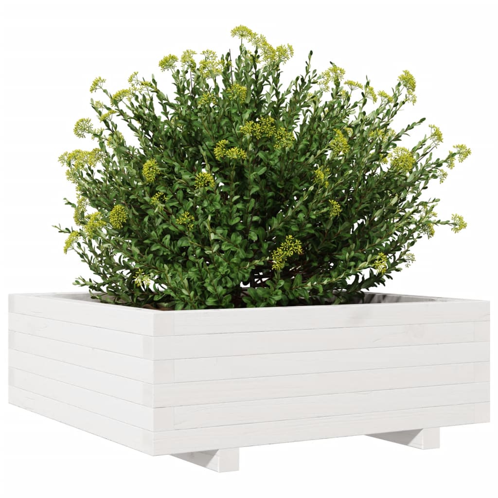 Plantekasse hvit 70x70x26,5 cm heltre furu