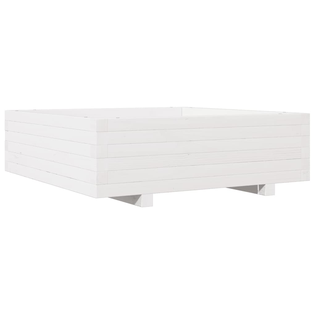 Plantekasse hvit 80x80x26,5 cm heltre furu