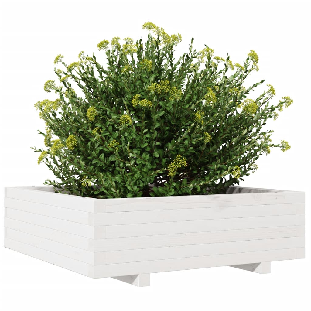 Plantekasse hvit 80x80x26,5 cm heltre furu
