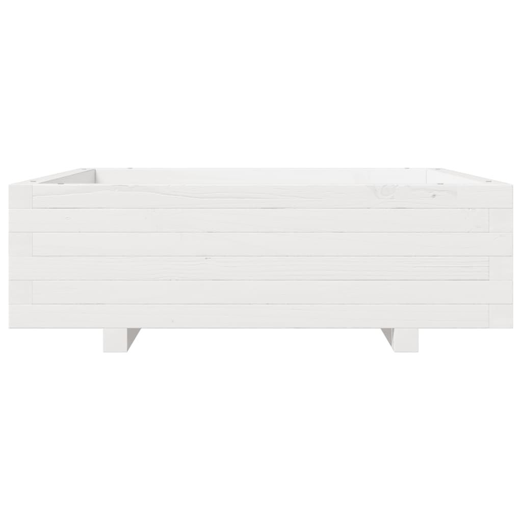Plantekasse hvit 80x80x26,5 cm heltre furu