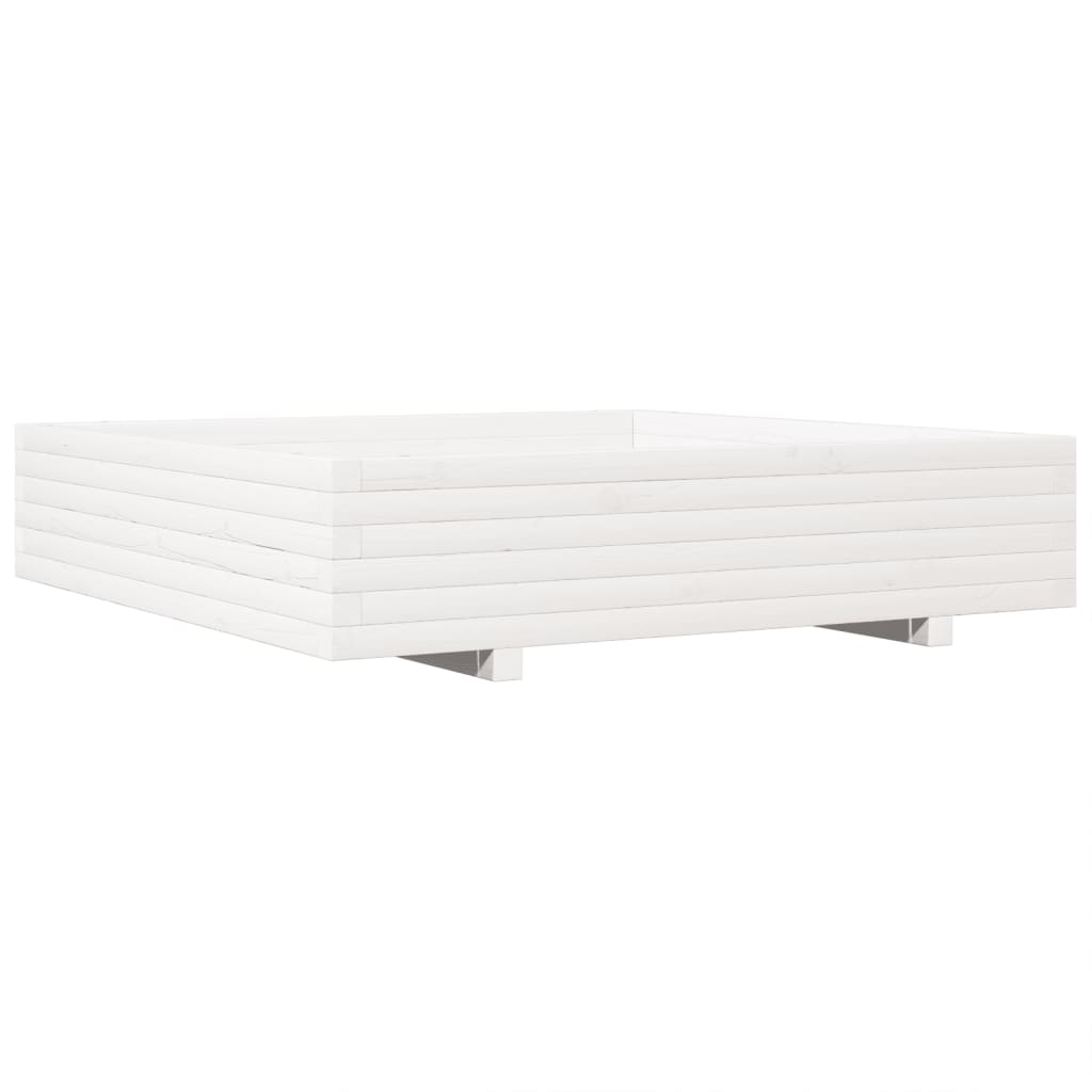 Plantekasse hvit 110x110x26,5 cm heltre furu