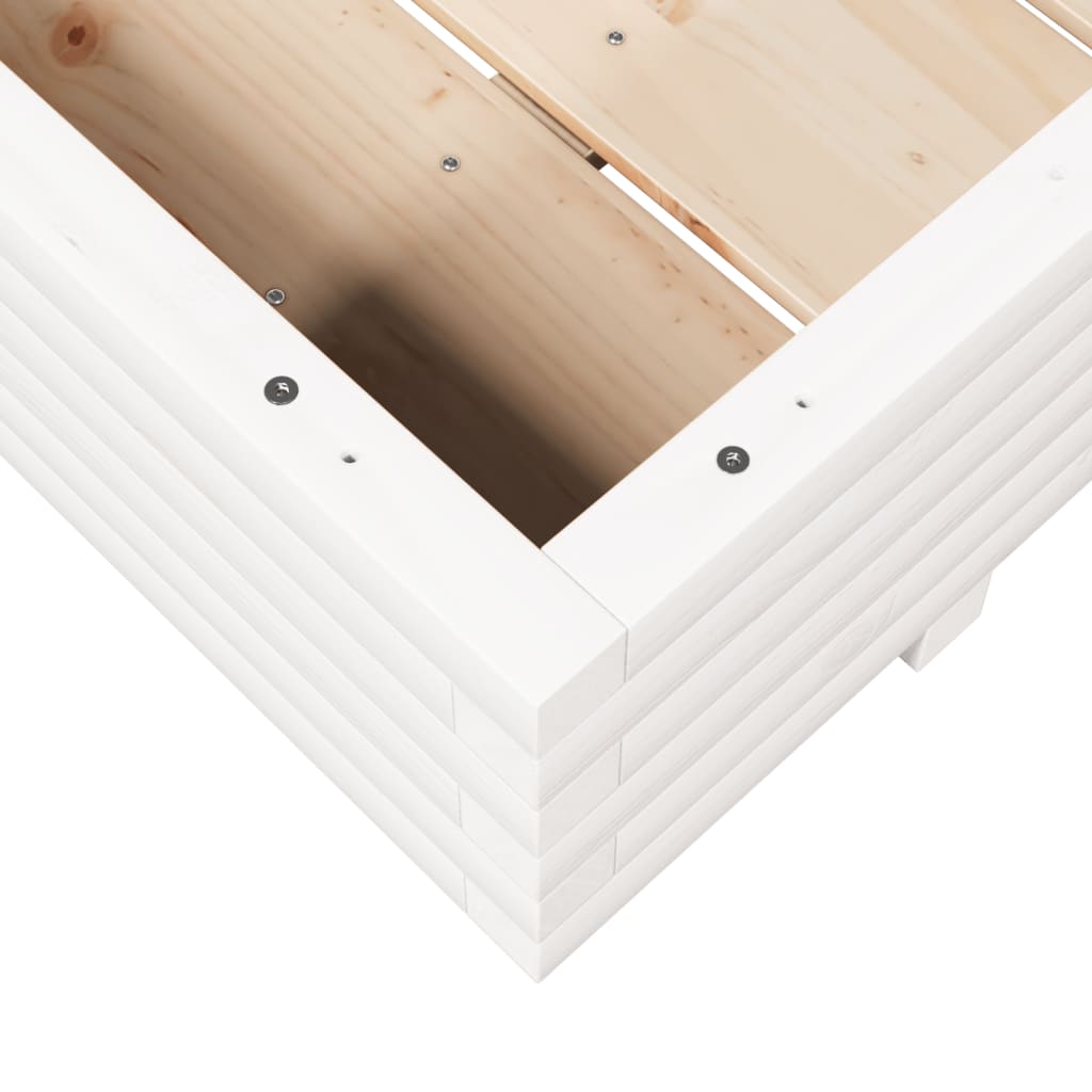 Plantekasse hvit 110x110x26,5 cm heltre furu