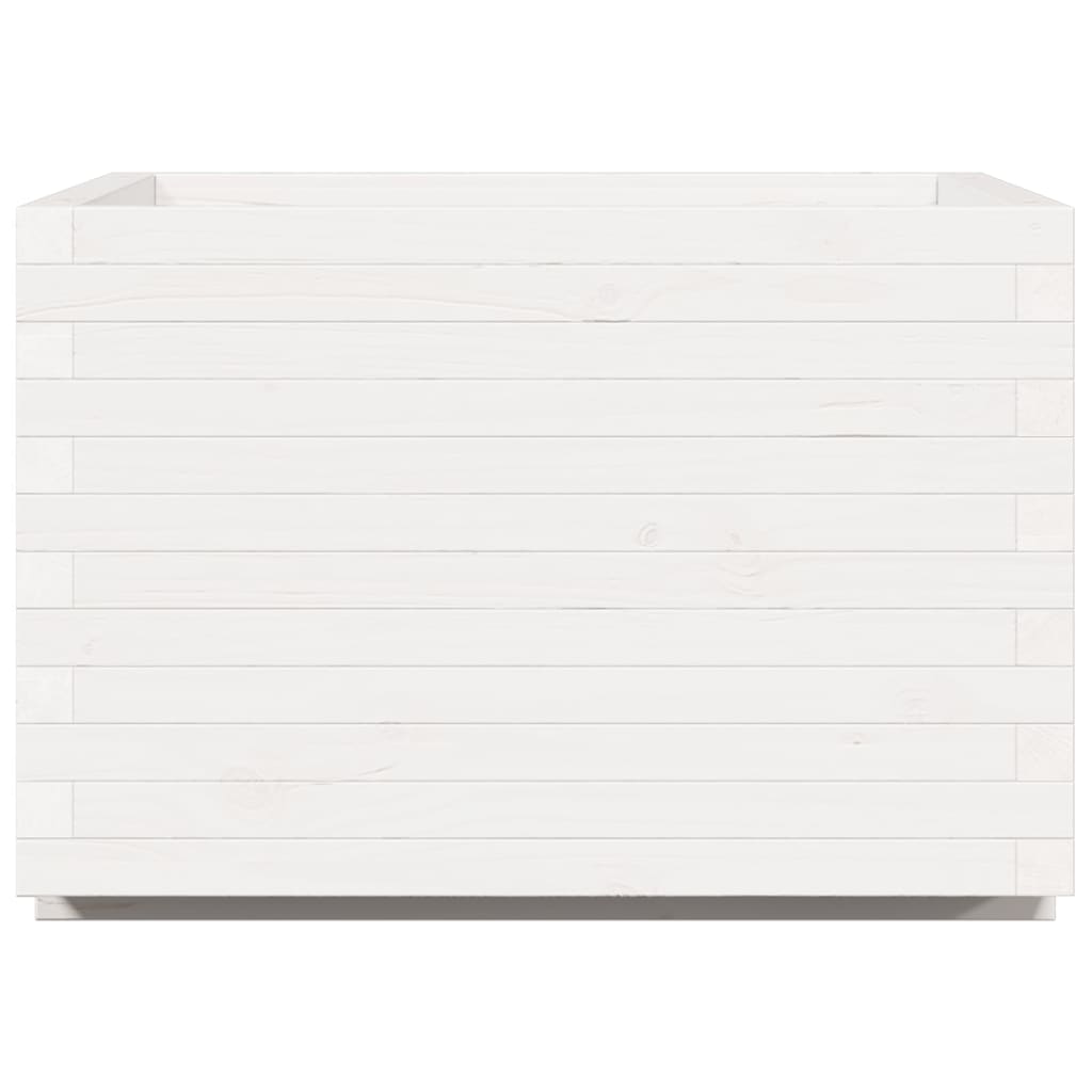 Plantekasse hvit 70x70x49,5 cm heltre furu