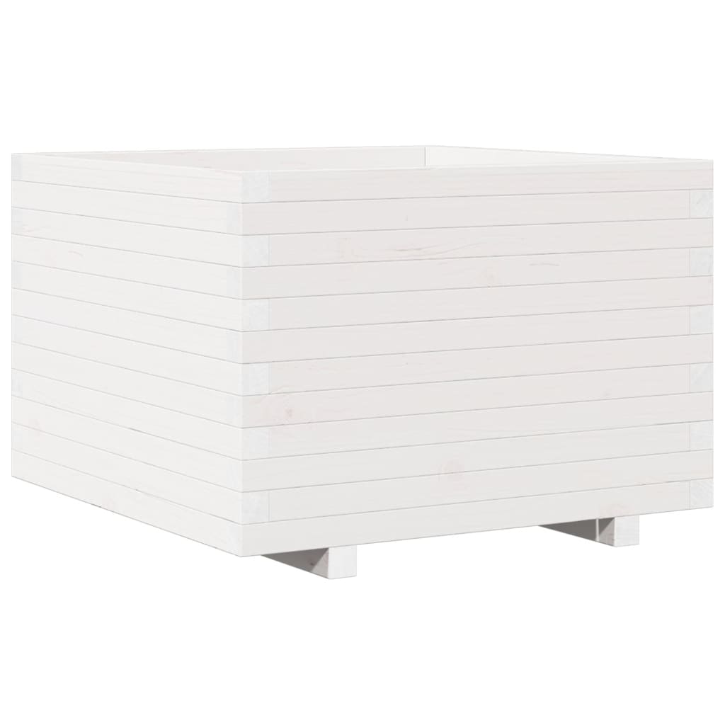 Plantekasse hvit 70x70x49,5 cm heltre furu