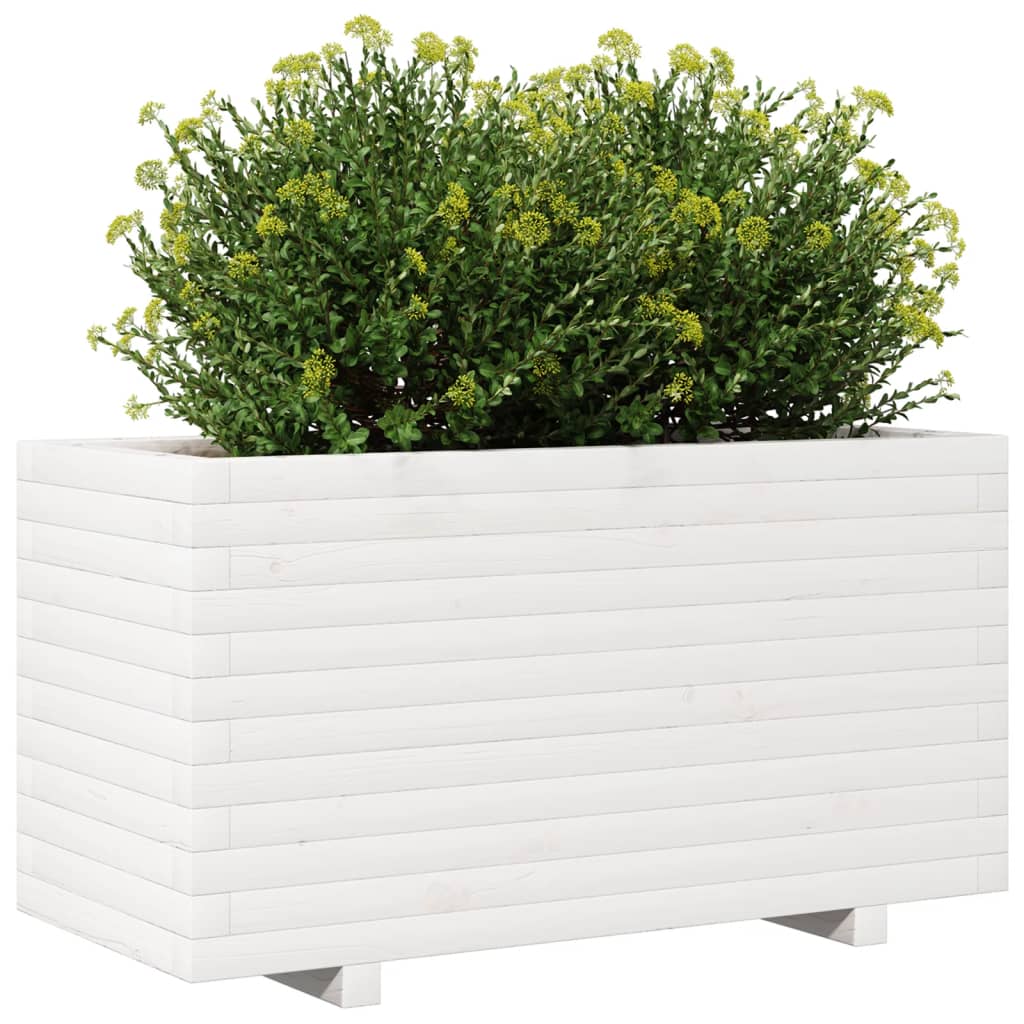 Plantekasse hvit 90x40x49,5 cm heltre furu