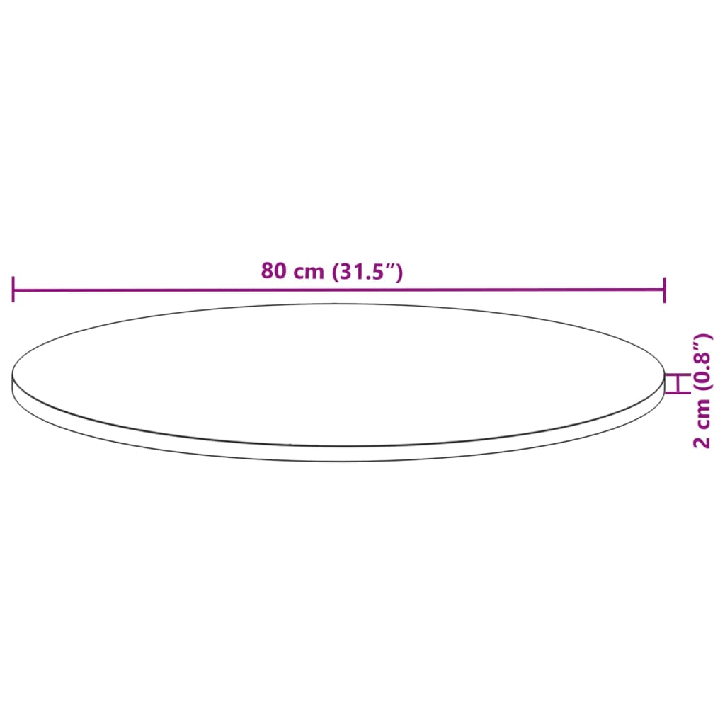 Bordplate rund Ø80x2 cm heltre akasie