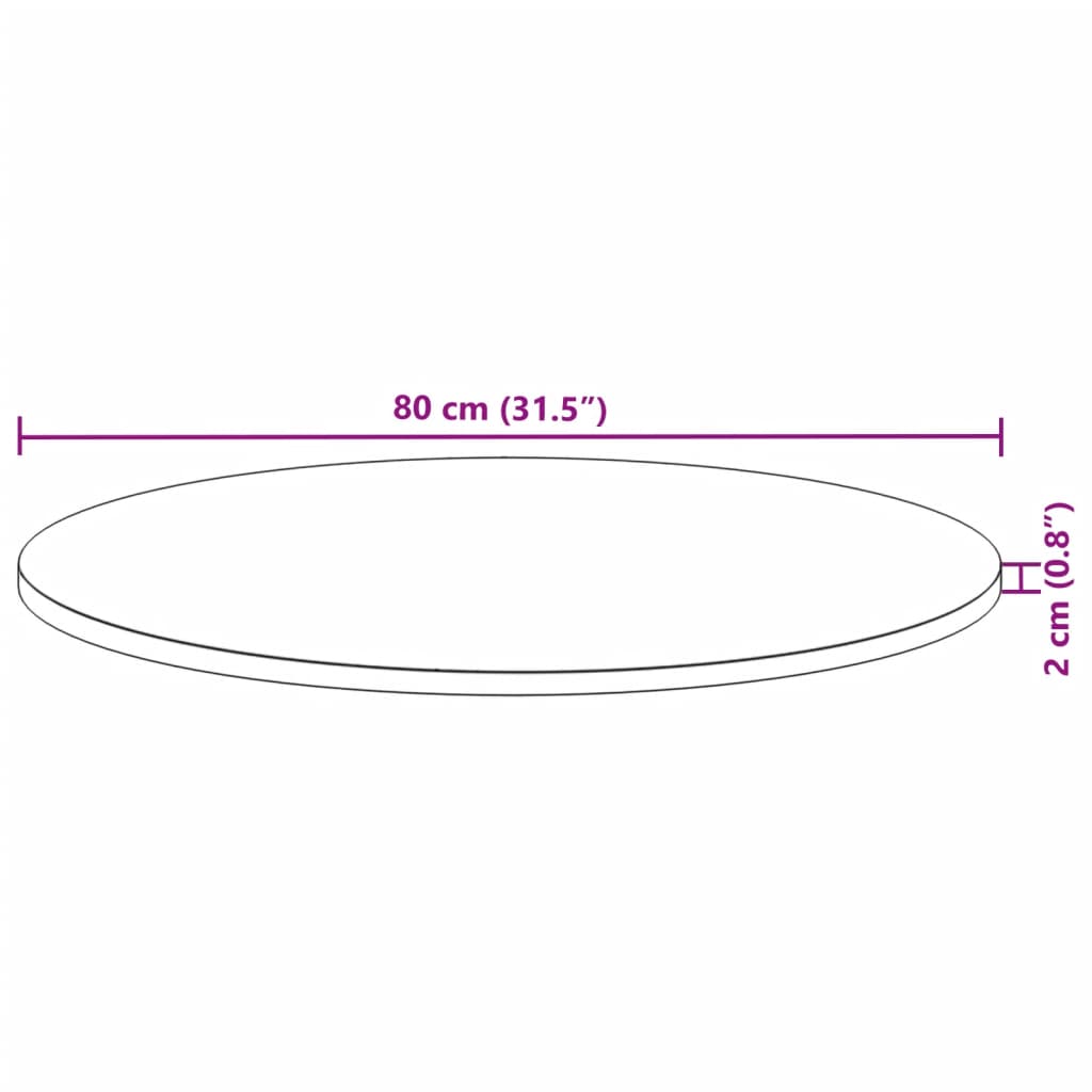 Bordplate rund Ø80x2 cm heltre akasie