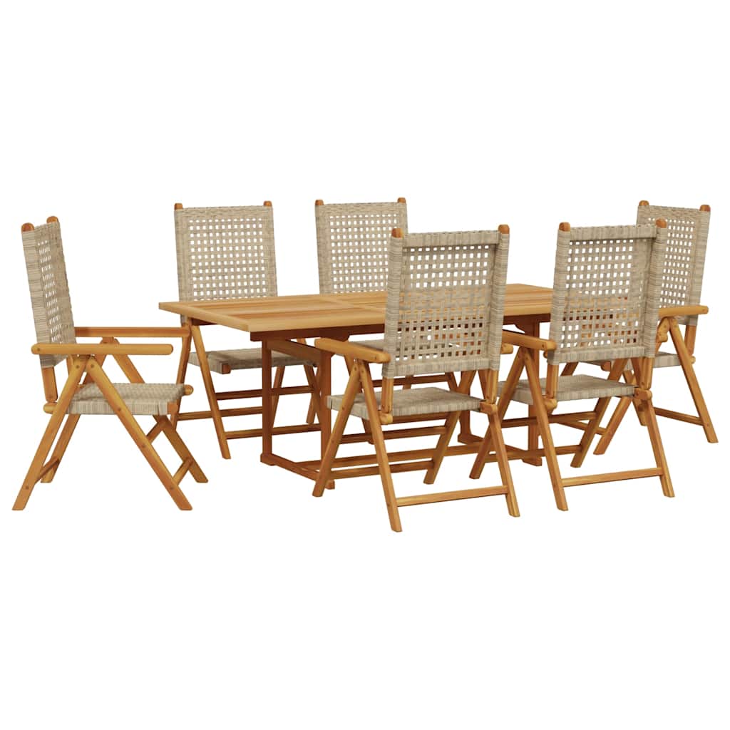 Hagespisegruppe 7 deler beige polyrotting og heltre
