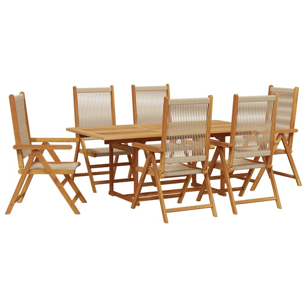 Hagespisegruppe 7 deler beige polypropylen og heltre