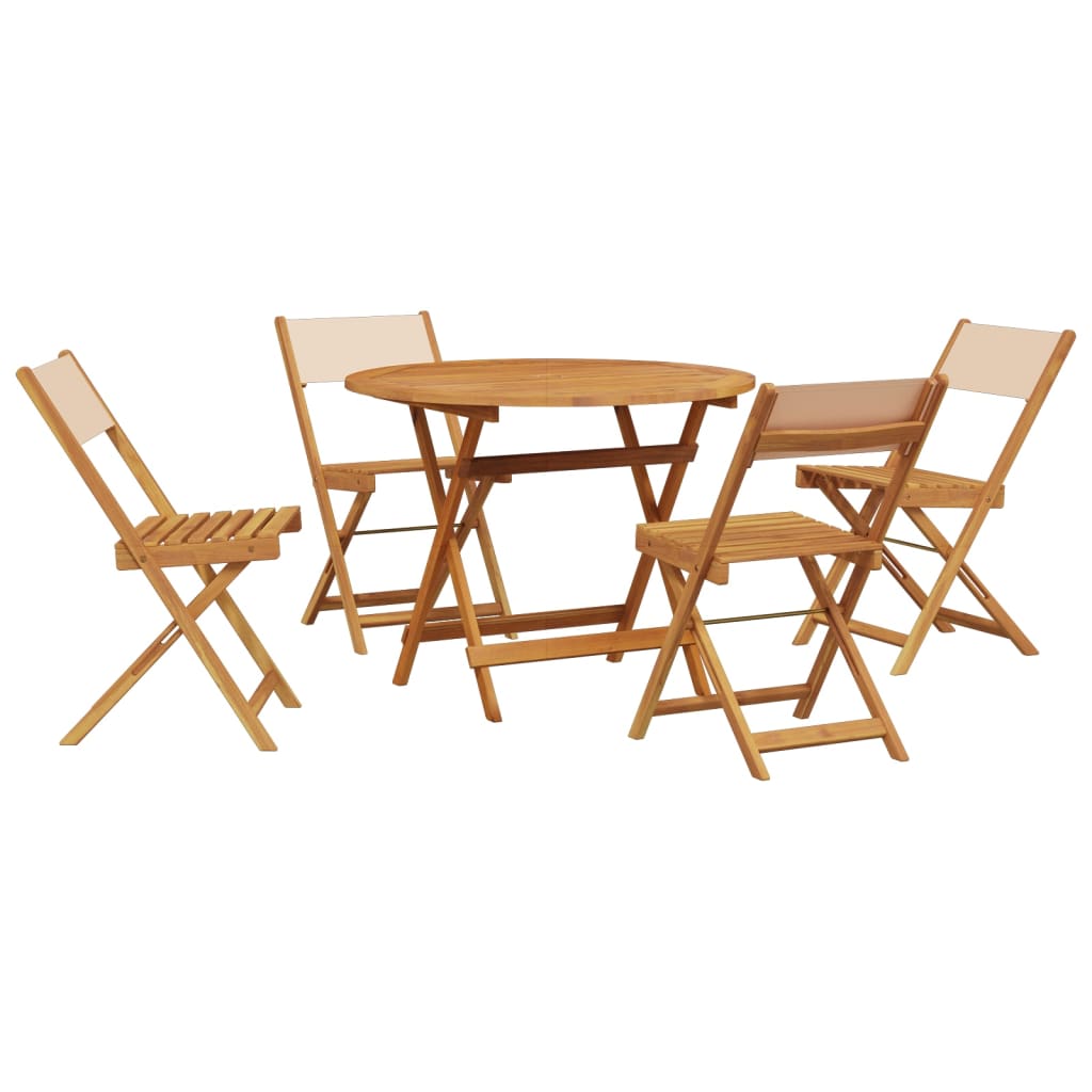 Hagespisegruppe 5 deler beige stoff og heltre