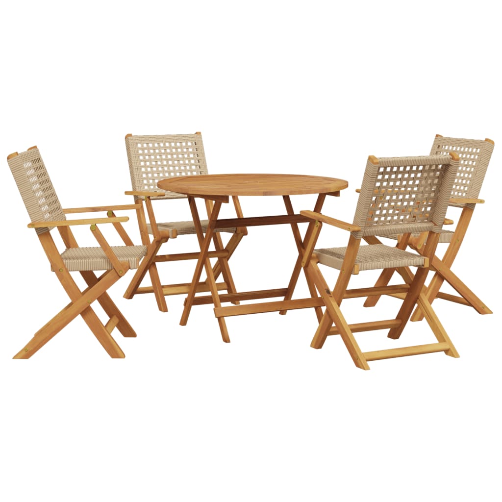 Hagespisegruppe 5 deler beige polyrotting og heltre