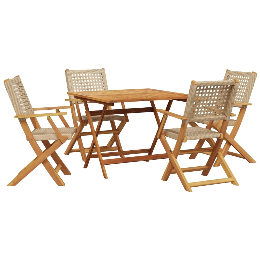 Hagespisegruppe 5 deler beige polyrotting og heltre